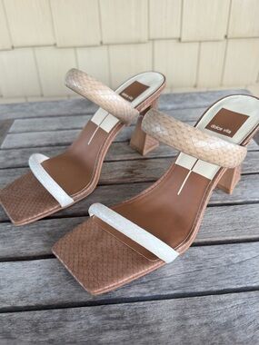 Dolce Vita Colorblock Croc Embossed Heeled Sandals Size 7.5